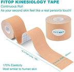 Kinesiology Tape 4 Rolls Multipack, Uncut 5cm x 5m Sports Tape, Strong Adhesive for Muscle Support, Joint Stability & Enhanced Performance (Skin, Blue, Pink, Black)