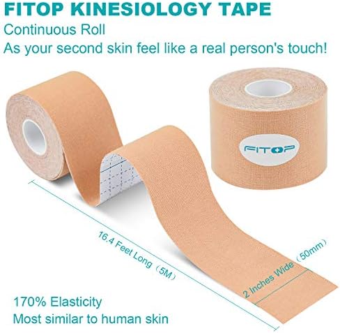 Kinesiology Tape 4 Rolls Multipack, Uncut 5cm x 5m Sports Tape, Strong Adhesive for Muscle Support, Joint Stability & Enhanced Performance (Skin, Blue, Pink, Black)