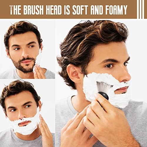 2 Pack Men Shaving Brush, Soap Synthetic Hair Tool & wet Shave Using Cream with Hard Wood Handle Synthetic Travel Paint Brush for Men Valentine Gifts Hair Salon Tool Home(Brown, Black,stylish)