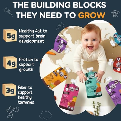 Li'l Hala Foods - Baby Meat Pouches - (Variety 6 Pack) | Baby Food Purees with Protein, Healthy Fats & Fiber from Real Meat & Organic Veggies