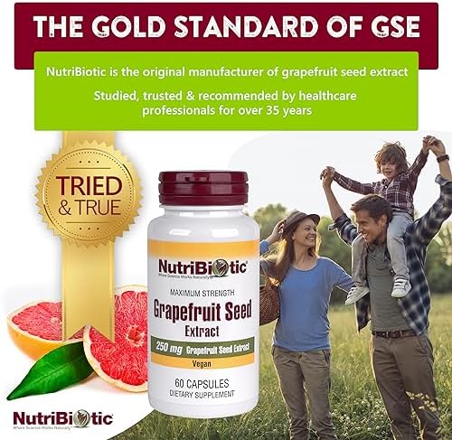 NutriBiotic – Grapefruit Seed Extract Capsules 250 mg, 60 Count - Maximum Strength with Bioflavonoids