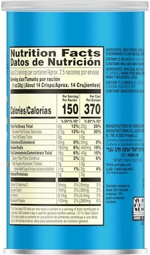 Pringles Potato Crisps Chips, Lunch Snacks, On-The-Go Snacks, Grab n' Go, Salt and Vinegar (12 Cans)