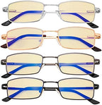 Eyekepper 4 Pack Reading Glasses Blue Light Blocking Memory Titanium Bridge Computer Readers