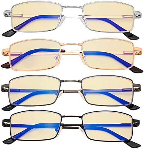 Eyekepper 4 Pack Reading Glasses Blue Light Blocking Memory Titanium Bridge Computer Readers
