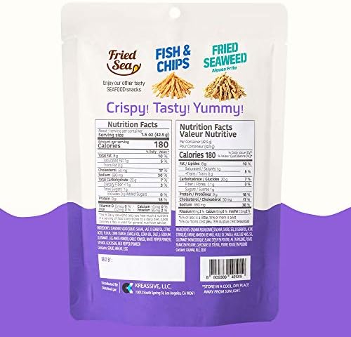 Calamari Chips Made with Real Squid [3 PACK] – 오징어 스낵 – Crunchy + Crispy Healthy Snacks, Low Calorie Finger Food, Asian Snack ON THE GO by [FRIED SEA] <180 calories> Made in Korea