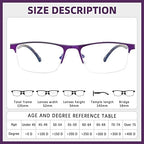 FONHCOO Reading Glasses for Women Men, Blue Light Blocking Reading Glasses Metal Half Frame Computer Readers