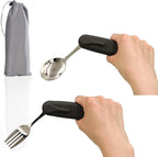 Adaptive Utensils Spoons Forks Set,Open Handle Design Provides Several Positions for Arthritis, Disabled People, Elderly (1 Set)