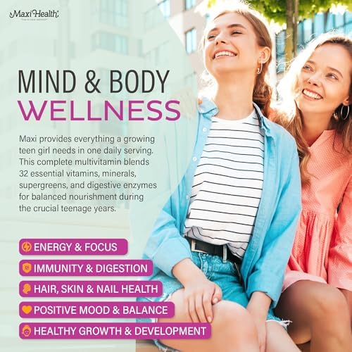 Teen Vitamins for Girls 12-17 - Teen Multivitamin Supreme with D3, Iron, Calcium, Biotin, Digestive Enzymes – Teenager Girl Multi Vitamins for Energy, Immune & Mood Support – 60 Count