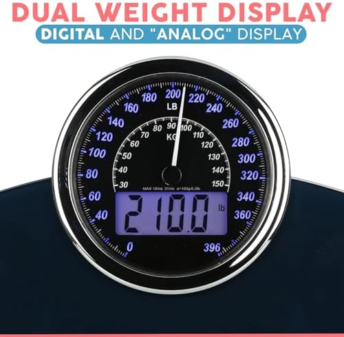 Adamson Hybrid 2-in-1 Analog & Digital Weighing Scale for Body Weight up to 400lbs - Thick Tempered Glass - Extra Large Display - Easy to Read Digital Bathroom Scale - New