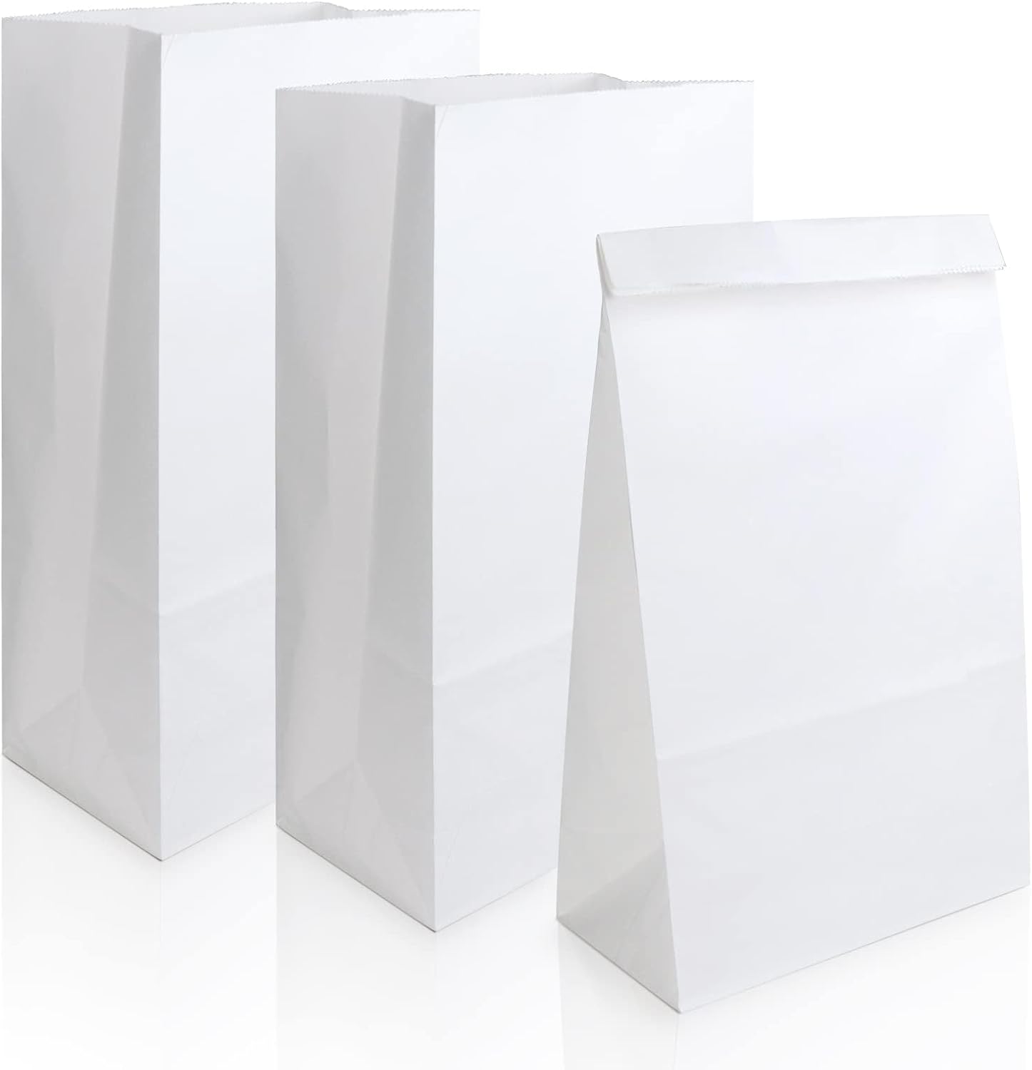 BadenBach 50 Pack 12 Lb White Paper Lunch Bags, 12.5" x 7" x 4.3" Large Bread Bags Bulk, Heavy Duty kraft Paper Sacks for Grocery Wrapping, Retail Shopping, Bakery, Party Favors