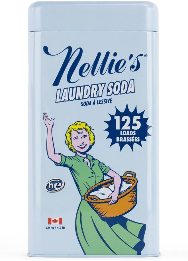 Nellie’s Laundry Soda 125 Load – Only on Amazon – Powder Detergent with 4 Ingredients – No Residue – Hot or Cold Water – HE & Septic Safe – Made in Canada