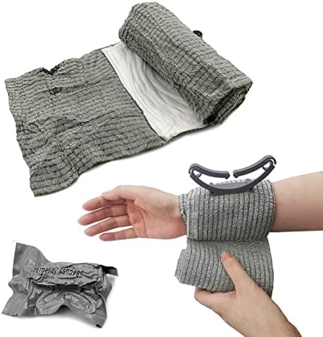 Israeli Emergency Bandage 4 Inch, Vacuum Sealed Medical Compression Bandage,Trauma Wound Dressing, Self-Adhesive Combat Tactical First Aid Kit (4 Inch 4 Pcs)