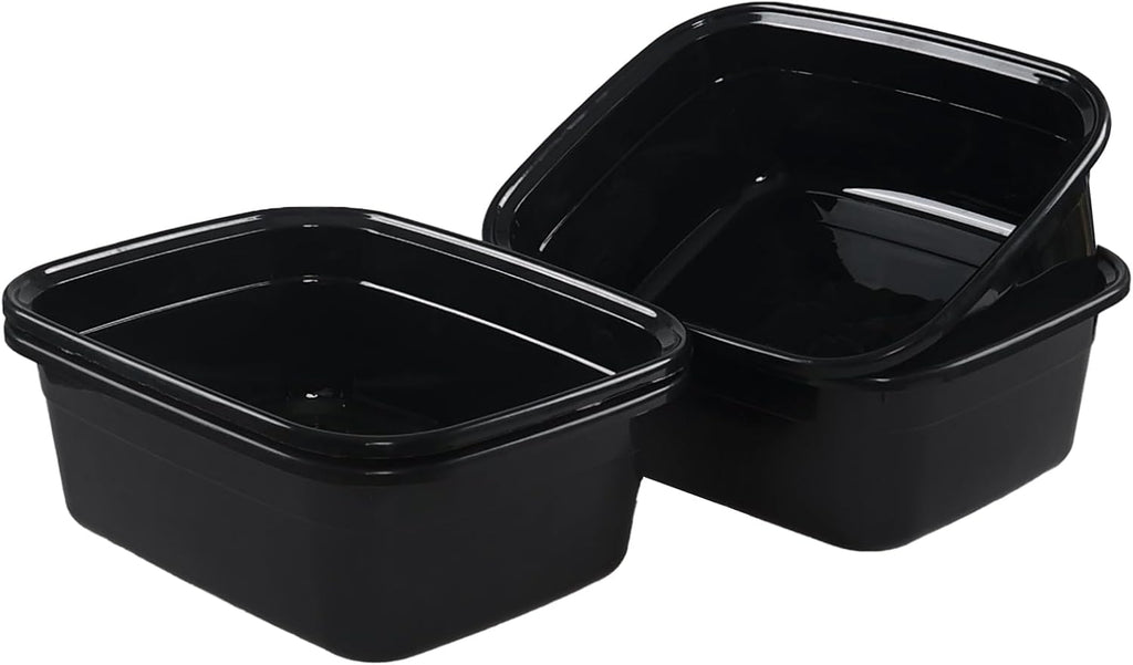 Kekow 14 Quart Plastic Dish Pan, Black Washing Basin, Black