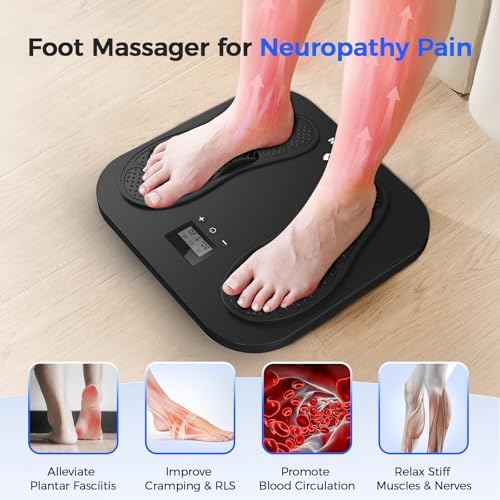 EaseZen Foot Massager for Neuropathy, Rechargeable TENS EMS Foot Stimulator with 10 Modes 20 Intensities, Feet Circulation Stimulator for Neuropathy, Plantar Fasciitis, Gifts for Mom Dad