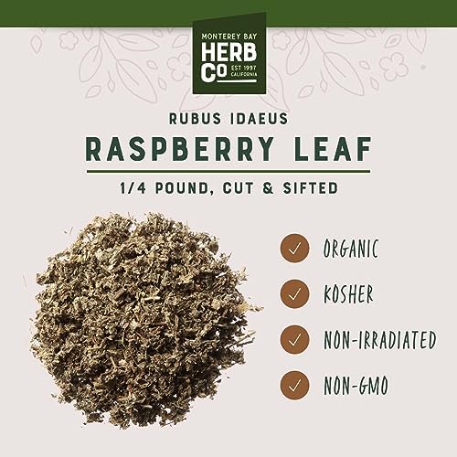 Organic Raspberry Leaf Cut & Sifted, by Herb Co, 100% Natural Herbal Tea & Skincare Ingredient, Albanian Sourced, Kosher, 1/4 lb