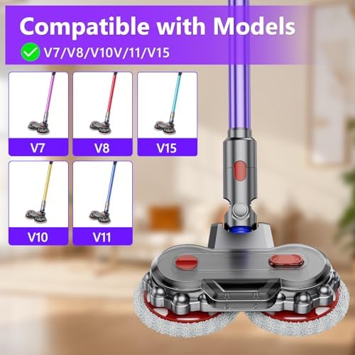 Mop Head for dy-Son V7/V8/V10/V11/V12/V15 Vacuum Cleaners, Electric Floor Mop with Removable Water Tank, Wet Mop Head Attachment Wet and Dry