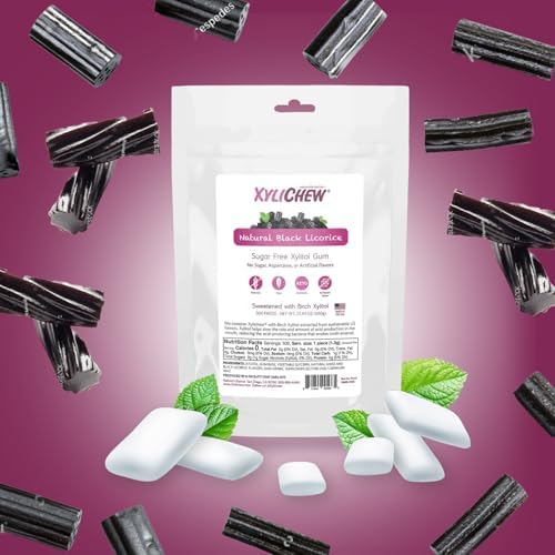 Xylichew Xylitol Gum - Chewing Gum Sugar Free, Aspartame Free, Gluten Free, Keto - Sugarless, Healthy, Natural Oral Care - Relieves Bad Breath and Dry Mouth - Licorice, 500 Count