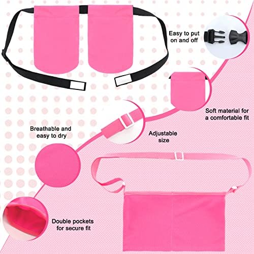 Tondiamo Adjustable Mastectomy Drain Holder Drain Pouch with Shower Bag Drainage Pouch Breast Shirts Two Pockets Mastectomy Tummy Tuck Recovery Supplies(Two Pockets,Pink)