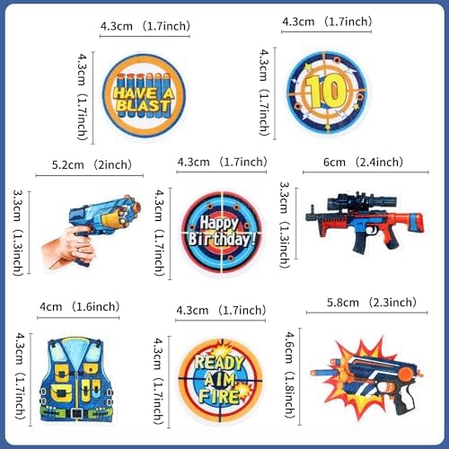 Ercadio 40 Pack Edible Dart War Party Cupcake Toppers Dart War Cake Picks Kids Birthday Gun Picks Target Bullet Dart War Party Baby Shower Decoration Supplies