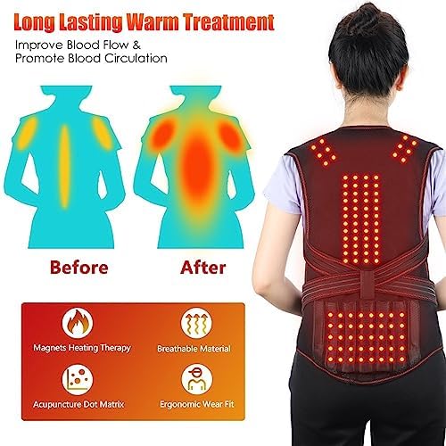 Self-Heating Back Brace 118 Magnets Therapy Decompression Belt Lumbar Support Belt for Men Woman Waist Brace Vest Spine Shoulder Neck Posture Correction Pain Relief (Size : M/Medium)