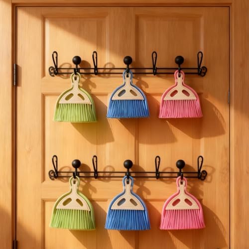 6 Pack Mini Dustpan and Brush Set - Small Whisk Broom with Handle, Nesting Tiny Cleaning Broom & Dust Pan, Handheld Cleaner for Table, Desk, Keyboard, Cars & Pet Nests