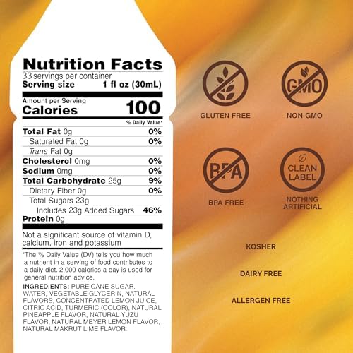 Monin - Premium Yuzu Pineapple Syrup | Sweet & Tropical, Great for Margaritas, Iced Teas & More | Clean Label with No Artificial Flavors, No Artificial Preservatives (BPA Free Bottle, 33.8 fl oz)