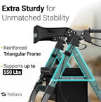 Helavo Bariatric Walker with Large, Height-Adjustable Seat, 550 lbs Weight Capacity, 8-inch Wheels, 28-inch Wide - Extra Wide Heavy Duty Rollator for Seniors