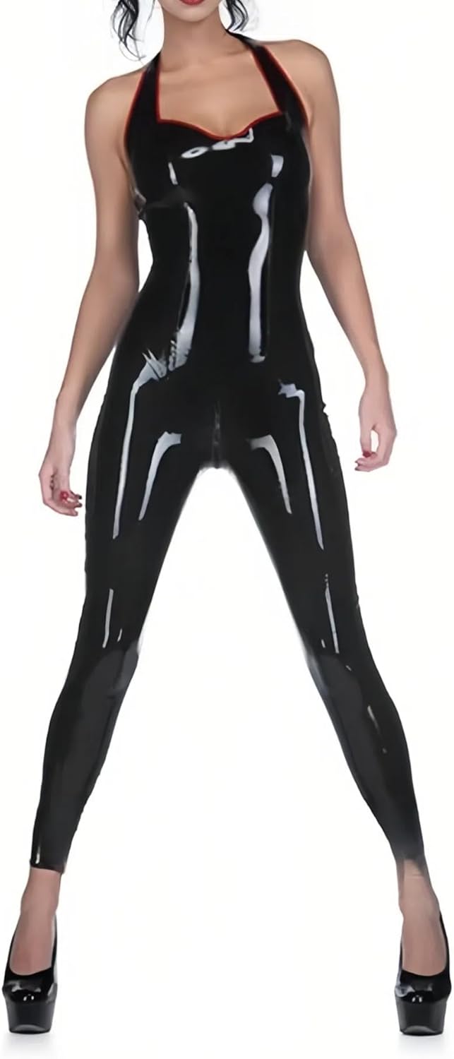 Sexy Full Body Womens Latex Catsuit With Crotch Zipper Customized