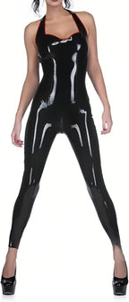 Sexy Full Body Womens Latex Catsuit With Crotch Zipper Customized