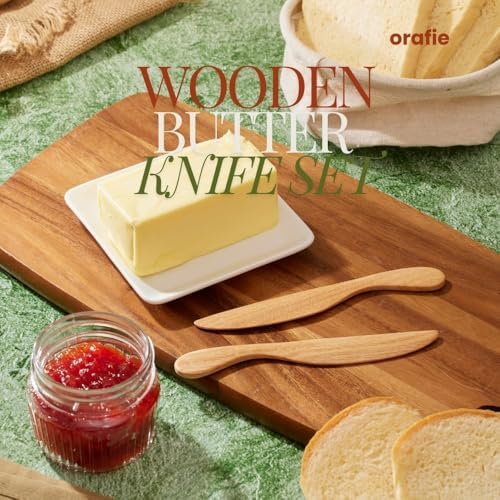 6.3" Wooden Butter Knife Set (4Pcs), Spreaders for Nutella, Jam, Jelly, Cream, Cheese, Peanut, Sandwich, spreader