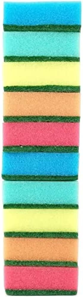 D.RECT Set of 10 Kitchen, Pot, Double-Sided, 75 x 50 x 28 mm, Multi-Purpose Cleaning Sponge, MIDI, Multicoloured