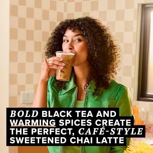 TAZO Classic Chai Latte, Black Tea Concentrate, Easy-to-Serve Caffeinated Chai Tea for Everyday Lattes, Mocktails and Hot or Iced, 32 oz Carton