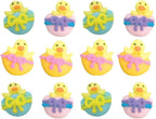 Edible Easter Cupcake Toppers, 12 Count – Chicks in Shell Sugar Charms (5/8") – Royal Icing Cake Decorations for Cupcakes, Cookies & Spring Desserts