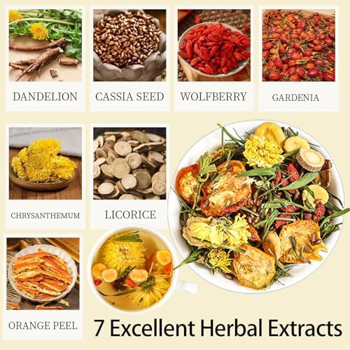 Dandelion Wolfberry Herbal Tea - Kidneys & Liver Health Tea, Seven Herbal Ingredients Natural Blend, Dandelion Wolfberry Tea Bags Organic 120g/12PC (2Bag(24Pcs))