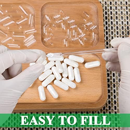 wananfu Size 0 Empty Capsules Vegetarian (500 Count) Bundle with Micro Lab Spoon, Clear Fillable Veggie Pill Capsules Size 0 for Making Your Own Supplements