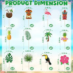 24 Pcs Hawaiian Cupcake Toppers, Disposable Pineapple Flower Palm Tree Flamingo Cake Picks, Aloha Cake Decorations for Summer Hawaiian Luau Theme Birthday, Wedding Party Supplies