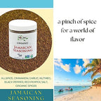 Organic Jamaican Jerk Seasoning Dry Rub for Cooking, with Salt / Jamaican Seasoning All Purpose Carribbean Spice Blend for Griling Jerk Chicken and Flavorful Carribbean Meals / All-Natural, Kosher, Vegan, Gluten Free, Keto -No MSG- 3.5oz Glass Jar
