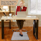 Heated Floor Mat - Foot Warmer Under Desk, 19.7x21.7in Heated Feet Rest for Home Office Desk, Winter 110V Electric Heating Pad with 3 Timers & 10 Adjustable Temperature