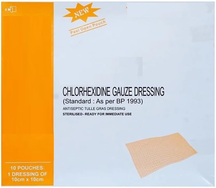 Paraffin Dressing Gauze10cm x 10cm Standard Ready for Use Pack of 10 Pcs