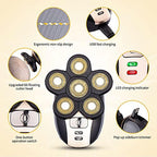 Head Shavers for Men - Upgraded Multifunctional Bald Head Shaver, Waterproof Electric Razor for Men Cordless Rechargeable Shaving Grooming Kit (Gold)