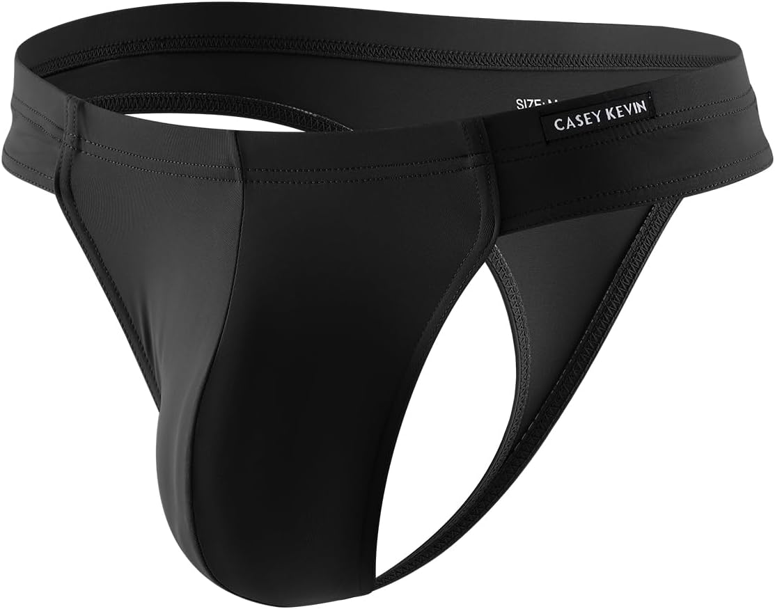 Casey Kevin Men's Ice Silk Thongs Underwear Bulge Pouch G-Strings Brief Underwear for Men T-Back Bikini