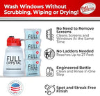 Full Crystal Window Cleaning Kit – 16 oz Glass Cleaner and Bottle with 27 ft Reach, Each 4 oz Bag Makes Up to 640 fl oz, Cleans Up to 80 Windows, Scrub-Free, Rinse-Free