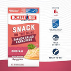 Bumble Bee Snack On The Run! Protein Pack, 8g per Box - Salmon Salad with Crackers Kit - Ready to Eat Easy-Open Can - Wild Caught MSC-Certified Seafood (Pack of 12)
