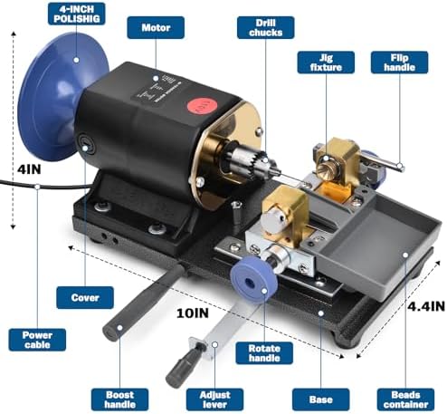 450W Pearl Drilling Machine, 110V Coral Driller Pearl Ounching Machine Bead Drill Speed Adjustable for Stones Crystals Jewelry Making