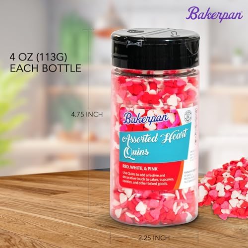 Bakerpan Quins Sprinkles For Cake Decorating - Holly Leaf and Berry Sprinkle Quins 4 Ounces - Holiday Confetti Edible Quins For Cupcakes, Ice Cream, Holiday Sprinkles Cake Decorations (Made in USA)