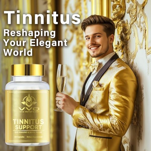 Tinnitus Relief for Ringing Ears, 120 Capsules Supplement with Vitamin C & B Complex, Supports Ear Health, Reduces Ringing in Ears, Promotes Hearing Wellness & Comfort