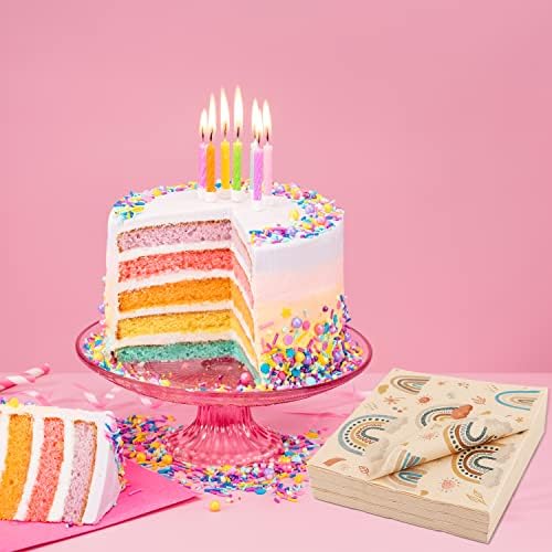 60 Pack Boho Rainbow Party Decorations Bohemian Rainbow Napkins, 13 x 13 Inches Rainbow Party Napkins for Birthday Party Supplies Boho Rainbow Paper Napkins Table Decorations (Boho Rainbow)