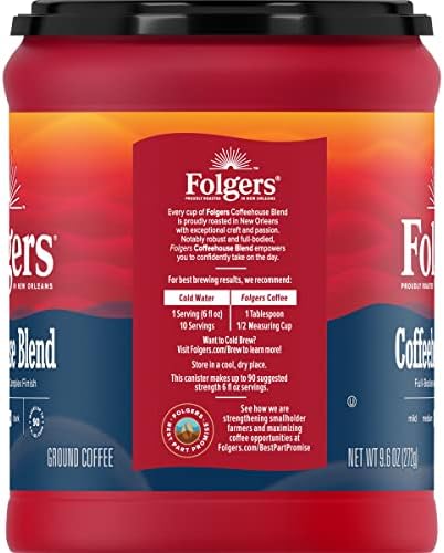 Folgers Coffeehouse Blend Ground Coffee, Medium-Dark Roast, 9.6 Ounces