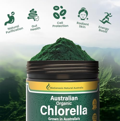 Biogenesis Organic Chlorella Powder – 200g | Australian Grown | BioDynamic Cracked Cell Wall | Rich in Chlorophyll, Vitamins & Minerals | Supports Energy & Immunity | Vegan Powder
