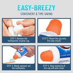Self-Closing Toothpaste Cap, [Orange] Pack of 6 Mess-Free, Toothpaste-Saver Silicone Cap with Self-Sealing Tip - Stylish See-Through Design, Fits Any Toothpaste Tube
